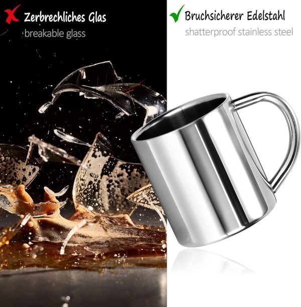 com-four® 2x Edelstahl Thermobecher - 180 ml je Becher - Isolierbecher doppelwandig - Kaffeetasse bruchsicher - Thermo-Trinkbecher - Camping Becher - Tasse - BPA-frei (180ml) 4