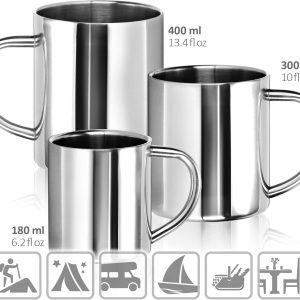 com-four® 2x Edelstahl Thermobecher - 180 ml je Becher - Isolierbecher doppelwandig - Kaffeetasse bruchsicher - Thermo-Trinkbecher - Camping Becher - Tasse - BPA-frei (180ml) 15