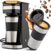 Clatronic Kaffeemaschine mit Kaffee To Go Becher 400ml | passend für alle gängigen Getränkehalter (z.B. Auto) | Filterkaffeemaschine mit Edelstahlbecher und Aromadeckel | Kaffeemaschine klein KA 3733 22