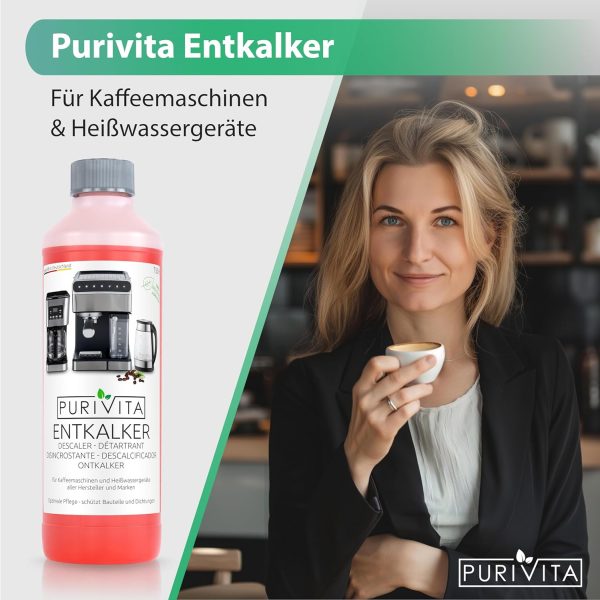 PURIVITA - Universal Entkalker Kaffeevollautomat (2x 750ml) Entkalker Kaffeemaschine für ALLE gängigen Marken - 2 Flaschen 2