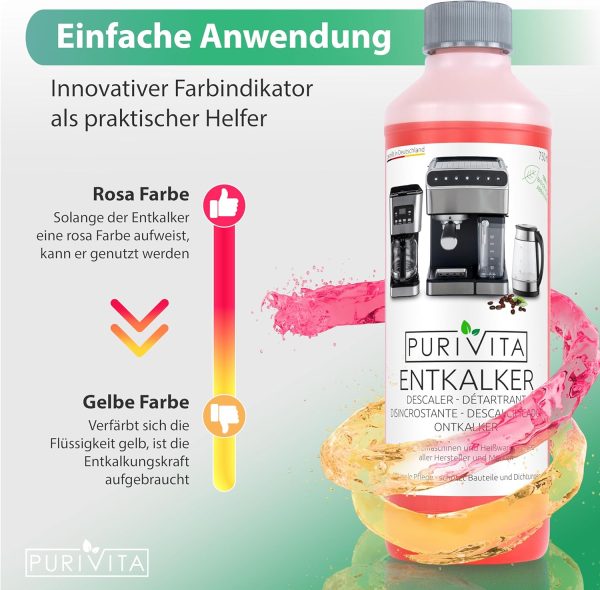 PURIVITA - Universal Entkalker Kaffeevollautomat (2x 750ml) Entkalker Kaffeemaschine für ALLE gängigen Marken - 2 Flaschen 5