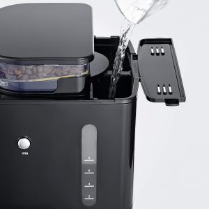 SEVERIN Filterkaffeemaschine mit Edelstahl-Mahlwerk und Thermokanne, feinste Mahlung und individuell auswählbarer Mahlgrad, 1000 W, für bis zu 8 Tassen / ca. 1 Liter, Schwarz, KA 4814 21