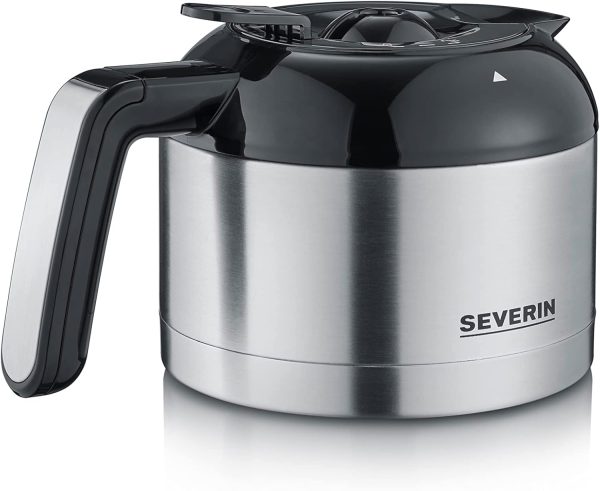 SEVERIN Filterkaffeemaschine mit Edelstahl-Mahlwerk und Thermokanne, feinste Mahlung und individuell auswählbarer Mahlgrad, 1000 W, für bis zu 8 Tassen / ca. 1 Liter, Schwarz, KA 4814 9