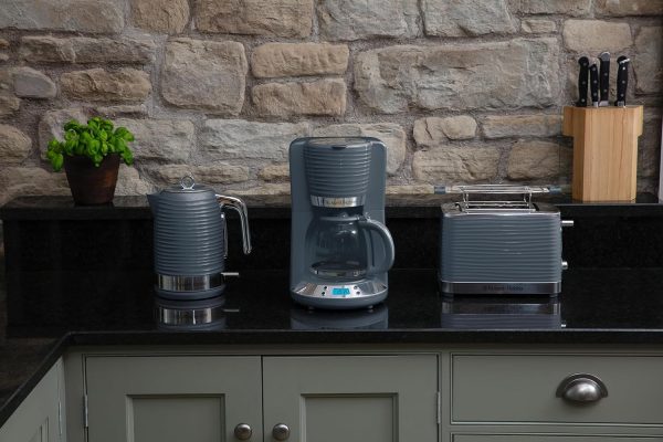 Russell Hobbs Kaffeemaschine [Digitaler Timer, Brausekopf für optimale Extraktion&Aroma] Inspire Grau (max 10 Tassen, 1,25l Glaskanne, Warmhalteplatte, 1100W) Filterkaffeemaschine 24393-56 7