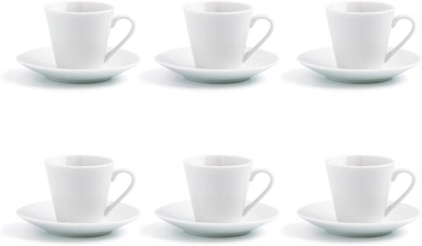 Quid Renova Set mit 6 Tassen mit Untertasse, Porzellan, 9 cl, transparent 1