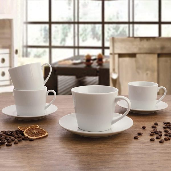 Quid Renova Set mit 6 Tassen mit Untertasse, Porzellan, 9 cl, transparent 2