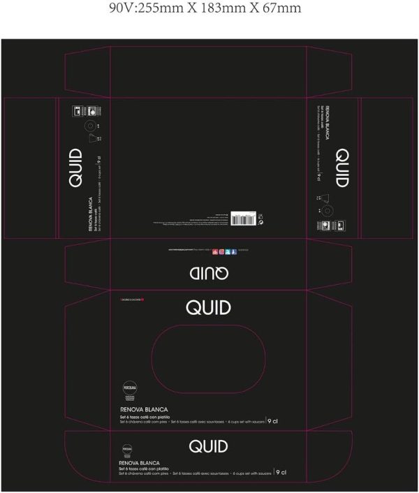 Quid Renova Set mit 6 Tassen mit Untertasse, Porzellan, 9 cl, transparent 7