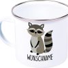 Kleckerliese Kaffeetasse Emaille Tasse Geschenk Kinder Tiermotive und Wunschname, Waschbär 25