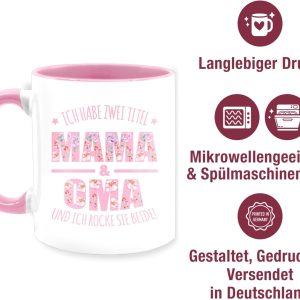 Tasse Tassen 325ml - Großmutter - Ich habe zwei Titel: Mama & Oma I Muttertag Omi - 325 ml - Rosa - kaffeetasse geschenk geschenke für omas mama/oma kaffeebecher beste enkelkinder omilein 12