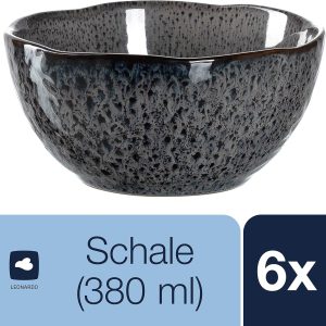 LEONARDO HOME 018579 MATERA Keramikschale 12 cm anthrazit 6er Set, Keramik 10