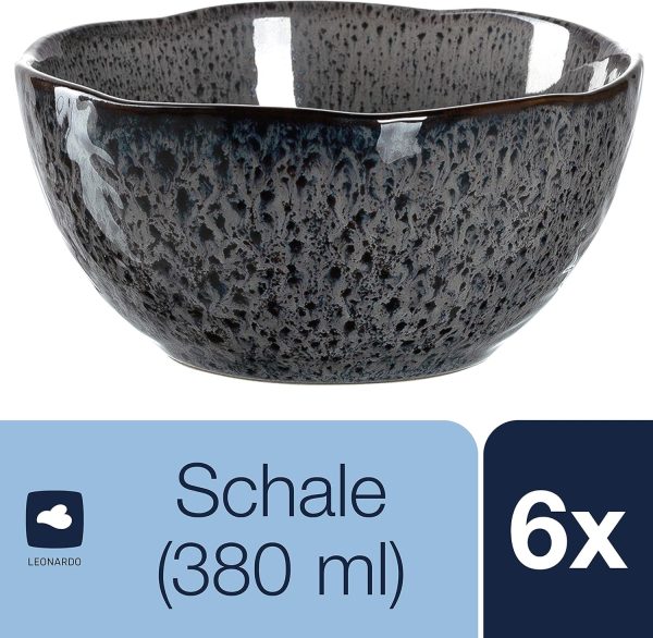 LEONARDO HOME 018579 MATERA Keramikschale 12 cm anthrazit 6er Set, Keramik 2