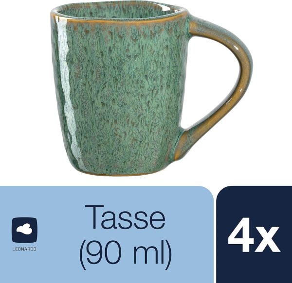 LEONARDO HOME 018597 MATERA Espressotasse 90 ml grün 4er-Set, Keramik 2