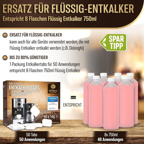 Coffeeano 50 Entkalkungstabletten für Kaffeevollautomaten und Kaffeemaschinen. Entkalkungs-Tabs für Delonghi, Siemens, EQ-Serie, Jura, Krups, Bosch, Miele, Melitta, WMF uvm. 3