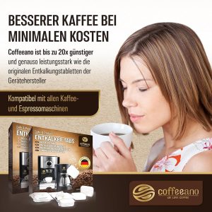 Coffeeano 50 Entkalkungstabletten für Kaffeevollautomaten und Kaffeemaschinen. Entkalkungs-Tabs für Delonghi, Siemens, EQ-Serie, Jura, Krups, Bosch, Miele, Melitta, WMF uvm. 22