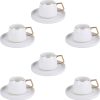 Karaca Saturn Gold Türkische Kaffeetassen, Mokkatassen-Set für 6 Personen, 12-teilig, Weißgold, 6 Espressotassen und 6 Untertassen, Mokkatassen, Porzellan, Kaffeeservice 22