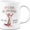 Tassenbrennerei Eichhörnchen Tasse mit Spruch Bitte Herr! Lass Hirn Regnen oder Steine - Kaffeetasse lustig - Dumme Menschen - Spülmaschinenfest (Weiß) 8