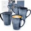 Sänger | Kaffeetassen Set Darwin 4 tlg, Kaffeebecher Set 4 Personen, Steingut Tasse Handmade, Kaffeebecher mit Henkel Spülmaschinenfest, Coffee Cups, Kaffeetasse Groß Blau 500 ml | PREMIUM COLLECTION 11