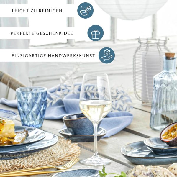 Sänger | Kaffeetassen Set Darwin 4 tlg, Kaffeebecher Set 4 Personen, Steingut Tasse Handmade, Kaffeebecher mit Henkel Spülmaschinenfest, Coffee Cups, Kaffeetasse Groß Blau 500 ml | PREMIUM COLLECTION 4