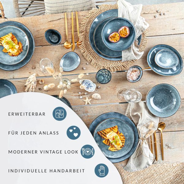 Sänger | Kaffeetassen Set Darwin 4 tlg, Kaffeebecher Set 4 Personen, Steingut Tasse Handmade, Kaffeebecher mit Henkel Spülmaschinenfest, Coffee Cups, Kaffeetasse Groß Blau 500 ml | PREMIUM COLLECTION 5