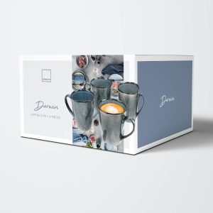 Sänger | Kaffeetassen Set Darwin 4 tlg, Kaffeebecher Set 4 Personen, Steingut Tasse Handmade, Kaffeebecher mit Henkel Spülmaschinenfest, Coffee Cups, Kaffeetasse Groß Blau 500 ml | PREMIUM COLLECTION 15