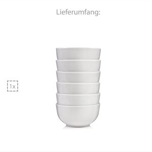 Sänger | Müslischalen New Port, 6-teiliges Müslischalen Set aus Porzellan, Müsli, Teller Tief in Weiß | 500 ml 10