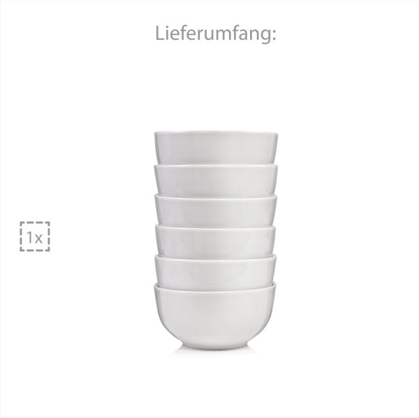 Sänger | Müslischalen New Port, 6-teiliges Müslischalen Set aus Porzellan, Müsli, Teller Tief in Weiß | 500 ml 4