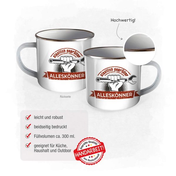 Trötsch Emaille Becher Handwerker Tasse Staatlich geprüfter Alleskönner: Kaffeetasse Teetasse Geschenkidee Geschenk Tasse Emaillebecher Zubehör – 9. November 2020 2