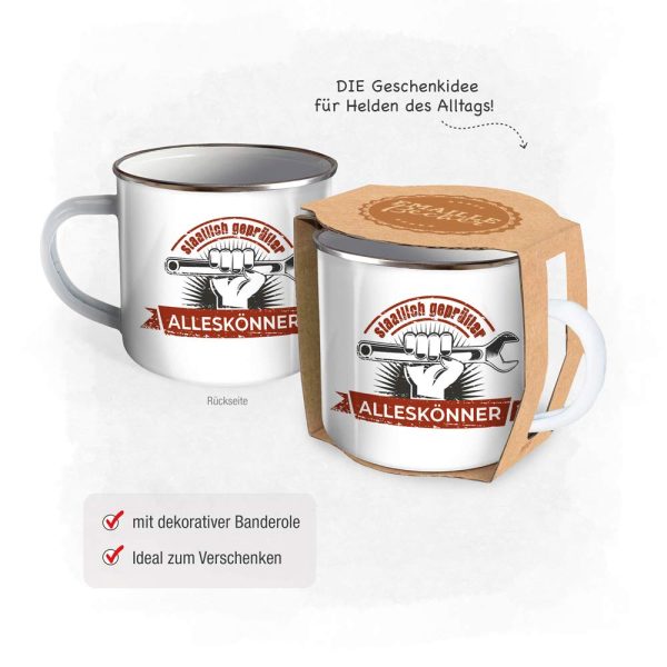 Trötsch Emaille Becher Handwerker Tasse Staatlich geprüfter Alleskönner: Kaffeetasse Teetasse Geschenkidee Geschenk Tasse Emaillebecher Zubehör – 9. November 2020 3