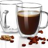 Doppelwandige Glas-Kaffeetassen mit Griffen, doppelwandige Cappuccino-Tassen, (340 ml von 2er-Set), Kaffee-/Teetassen, klare Gläser, groß mit Griff 26