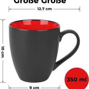 MIAMIO - 6 x 350 ml Kaffeetassen/Kaffeebecher Set - Tassen Set 6er Modern - Le Papillon Kollektion (Rot) 16