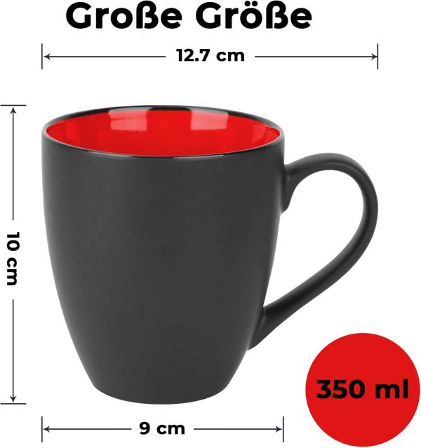MIAMIO - 6 x 350 ml Kaffeetassen/Kaffeebecher Set - Tassen Set 6er Modern - Le Papillon Kollektion (Rot) 6
