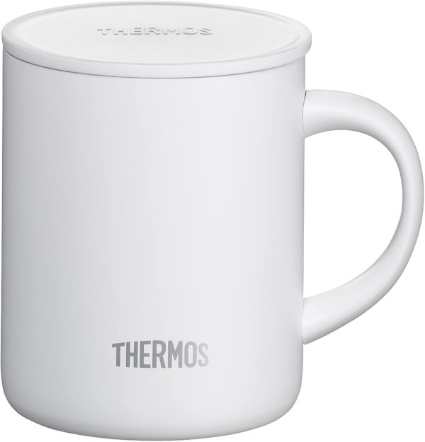 THERMOS LONGLIFE CUP 0,35l, snow white, Edelstahlbecher mit auflegbarem Deckel oder Untersetzer, Kaffeebecher Edelstahl, Campingtasse, hält Getränke länger heiss oder kalt, spülmaschinenfest, BPA-frei 1