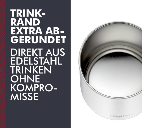 THERMOS LONGLIFE CUP 0,35l, snow white, Edelstahlbecher mit auflegbarem Deckel oder Untersetzer, Kaffeebecher Edelstahl, Campingtasse, hält Getränke länger heiss oder kalt, spülmaschinenfest, BPA-frei 3