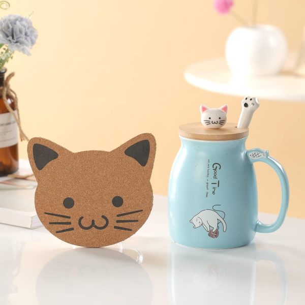 Geschenke für Frauen Katzen Tasse Süße Keramik Kaffeetasse mit deckel Edelstahl Löffel Lustige Weihnachten Geschenke Neuheit Morgen Cup Tee Milch Teetasse mit Deckel und Sieb 380ML 8