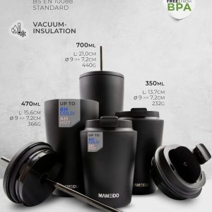 MAMEIDO Thermobecher 350ml, 470ml & 700ml - dichter Kaffeebecher to go aus Edelstahl doppelwandig isoliert, auslaufsicher - Coffee to go Becher warmhaltend (Oak Wood, 0,35l) 12
