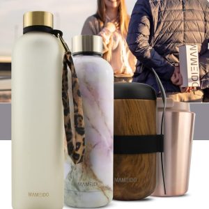 MAMEIDO Thermobecher 350ml, 470ml & 700ml - dichter Kaffeebecher to go aus Edelstahl doppelwandig isoliert, auslaufsicher - Coffee to go Becher warmhaltend (Oak Wood, 0,35l) 14