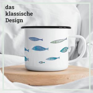 Ligarti Emaille Tasse | handveredelter Becher | Design Mug | Fischwarm 12