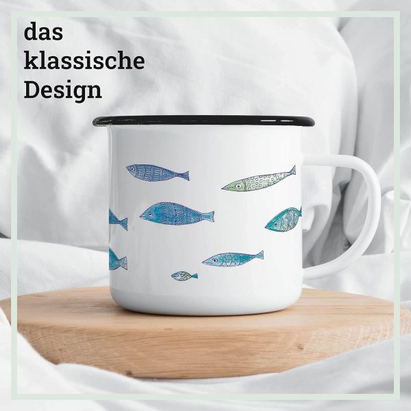 Ligarti Emaille Tasse | handveredelter Becher | Design Mug | Fischwarm 4