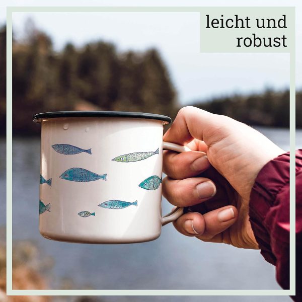 Ligarti Emaille Tasse | handveredelter Becher | Design Mug | Fischwarm 5