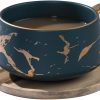 VETIN Cappuccino Tassen mit Unterteller, Tasse Marmor, 300 ml Espressotassen aus Porzellan für Tee Kaffee Cappuccino, Kaffee-Tassen mit Holzscheibe (Grün) 32