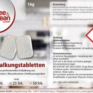 50 Entkalkungstabletten Entkalker-Tabs 16g für Kaffeevollautomaten von Bosch Jura Melitta Miele Saeco Siemens WMF 6