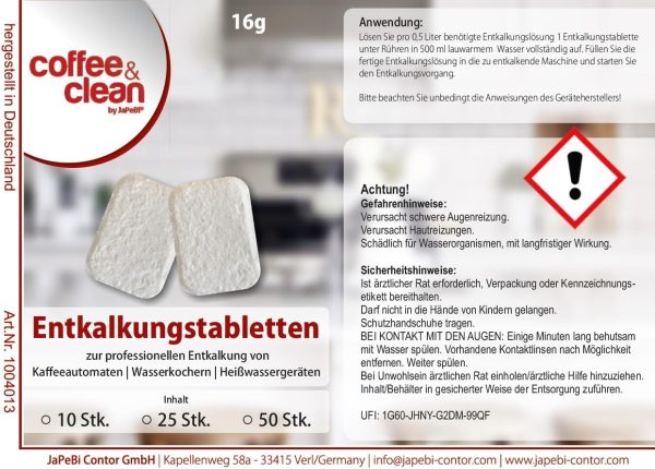 50 Entkalkungstabletten Entkalker-Tabs 16g für Kaffeevollautomaten von Bosch Jura Melitta Miele Saeco Siemens WMF 3