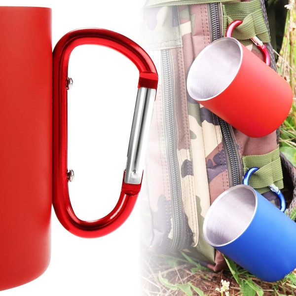 Robin Goods® 2X Edelstahl-Thermobecher mit Karabinergriff - 350 ml je Kaffeetasse - Thermo-Trinkbecher bruchsicher - doppelwandige Isolierbecher (2 Stück - blau/rot - mit Karabinergriff) 5