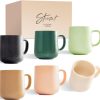 Steinzeit Design Kaffeetassen (6x350ml) - Kaffeebecher aus 100% Handfertigung - Tassen Set mit 6 einzigartigen Pastellfarben - Große Tasse 350ml für jedes Getränk geeignet 17