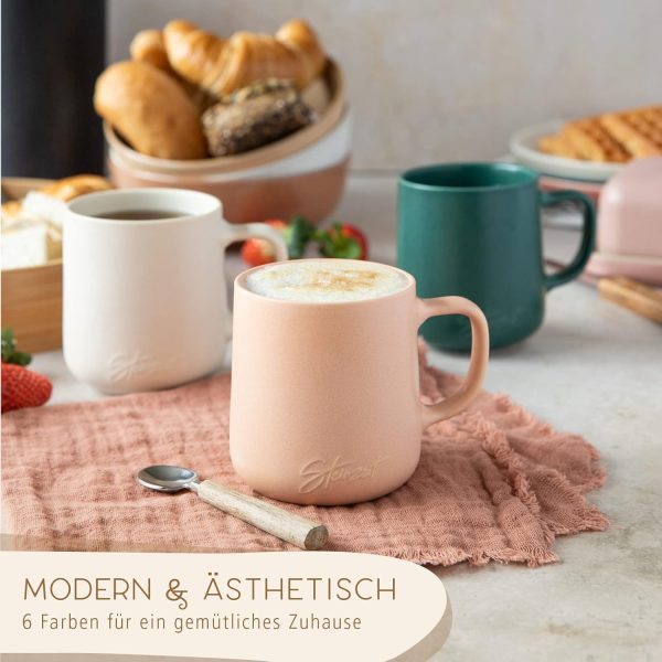 Steinzeit Design Kaffeetassen (6x350ml) - Kaffeebecher aus 100% Handfertigung - Tassen Set mit 6 einzigartigen Pastellfarben - Große Tasse 350ml für jedes Getränk geeignet 3