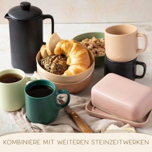 Steinzeit Design Kaffeetassen (6x350ml) - Kaffeebecher aus 100% Handfertigung - Tassen Set mit 6 einzigartigen Pastellfarben - Große Tasse 350ml für jedes Getränk geeignet 16