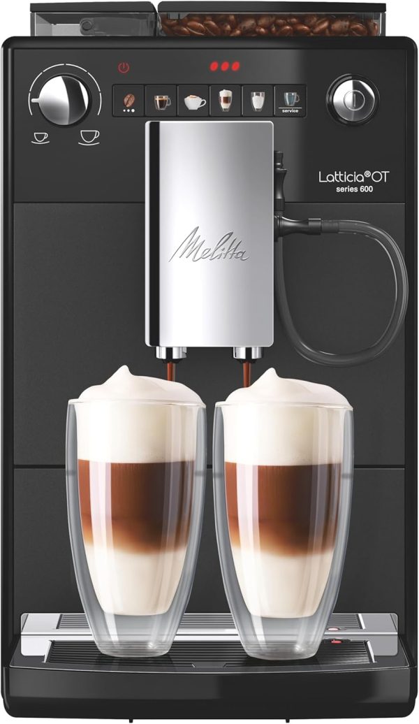 Melitta Latticia OT - Kaffeevollautomat mit Milchsystem, Kaffeemaschine mit Mahlwerk für z. B. Kaffee oder Cappuccino, schwarz 1