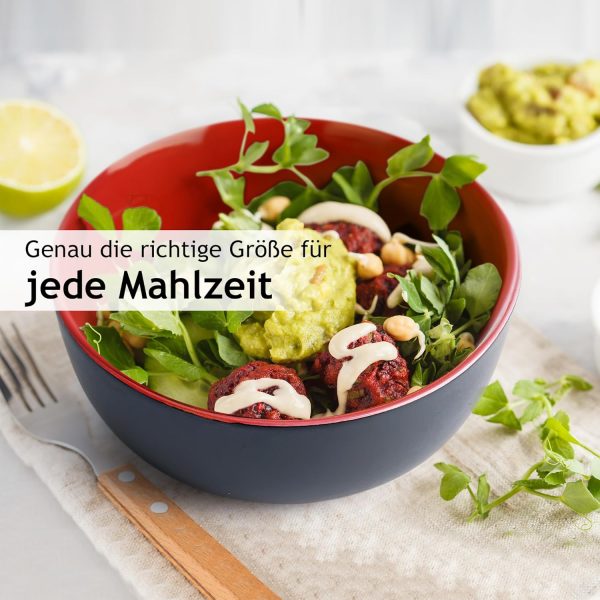 MIAMIO - Müslischalen Set 6 x 600 ml - Obstschalen, Salatschüsseln, Suppenschalen groß, Schüssel Set - Le Papillon Kollektion (Rot) 4