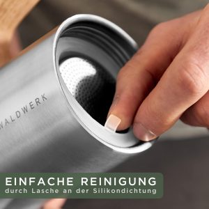 WALDWERK Espressokocher (300ml) - Espressokocher Induktion für alle Herdarten geeignet - Mokkakanne aus Edelstahl mit Holzgriff aus echtem Eichenholz 14