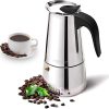 Jonzzy Espressokocher, Espresso Maker für 4 Tassen (200ml), Kaffeekocher für Stovetop, Mokkakanne aus 430 Edelstahl, Coffee Maker Induktion Herde geeignet für Induktionskochfeld 13